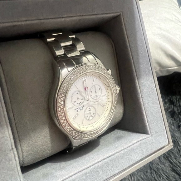 Michele Jetway Diamond Bracelet Watch stainless steel case with diamond main image 3